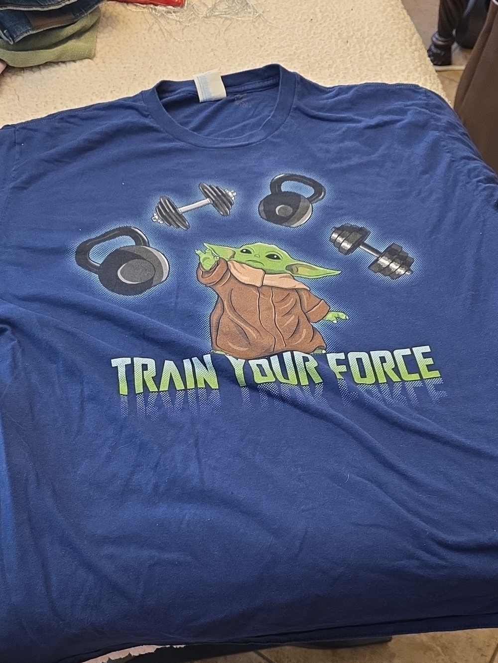 Blue 'Train Your Force' Baby Yoda Fitness Graphic Tee